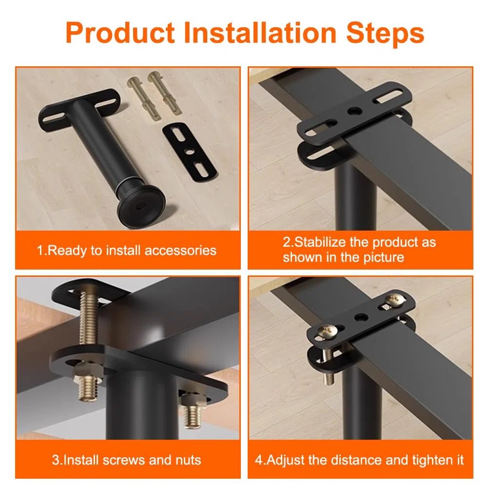 Lot de 4 Pieds de lit réglables en Hauteur de 15 à 25 cm - Pieds de Support Moyens Robustes pour Cadre de lit - Kit de renforcement pour sommier à Lattes