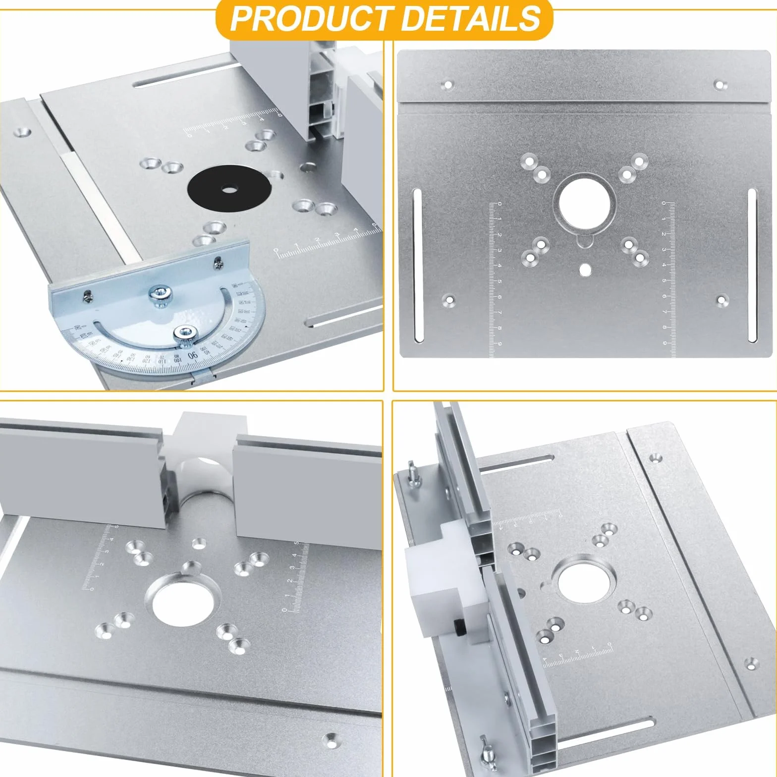Table Défonceuse Plaque Aluminium Set, Table Fraisage Insert Avec Support de Torsion Coudé, Défonceuse Plaque, Defonceuse A Bois Accessoire pour Fraisage Rainurage Finition