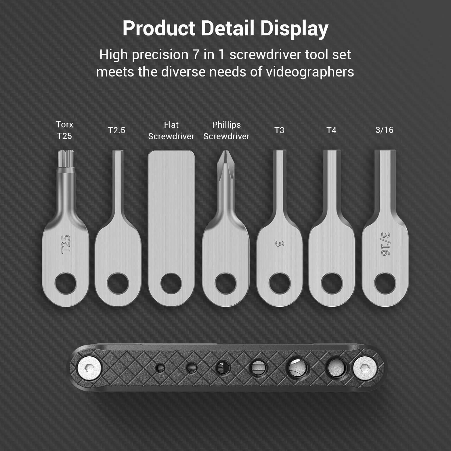 SMALLRIG Ensemble d'Outils Pliants avec Tournevis et Clés Hexagonales, Sept Outils Fonctionnels Inclus, Noir - 4681
