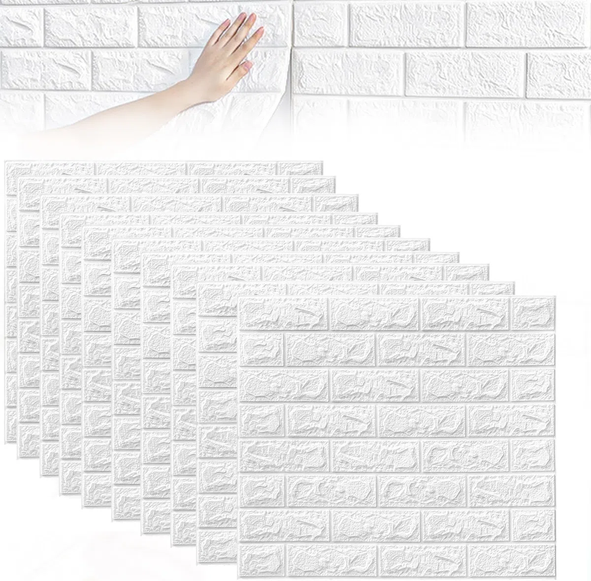 40 pièce Papier Peint 3D Brique Pierre Adhesif Mural Autocollant, 38 × 35cm Papier Peint Adhesif Mural, Revetement Mural pour La Télévision de La Chambre à Coucher, Le Salon, Le Canapé, Les Cafés