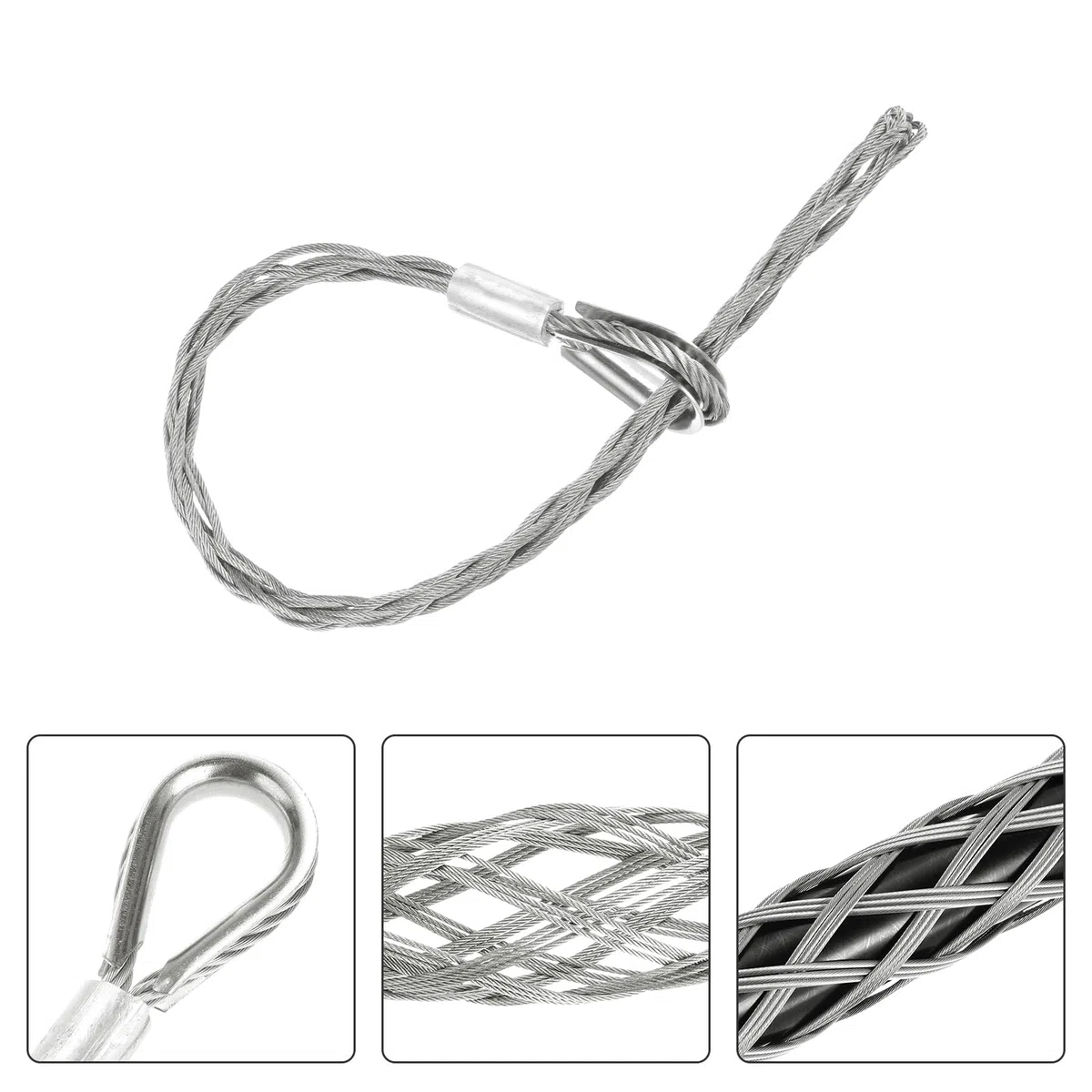 QUARKZMAN 18-25mm OD Câble Chaussettes de Tirage Grip 0.63 M Simple Tête Côté Tirage Fil Maille Puller Chaussettes Grip Outils de Tirage de Fil en Acier Inoxydable