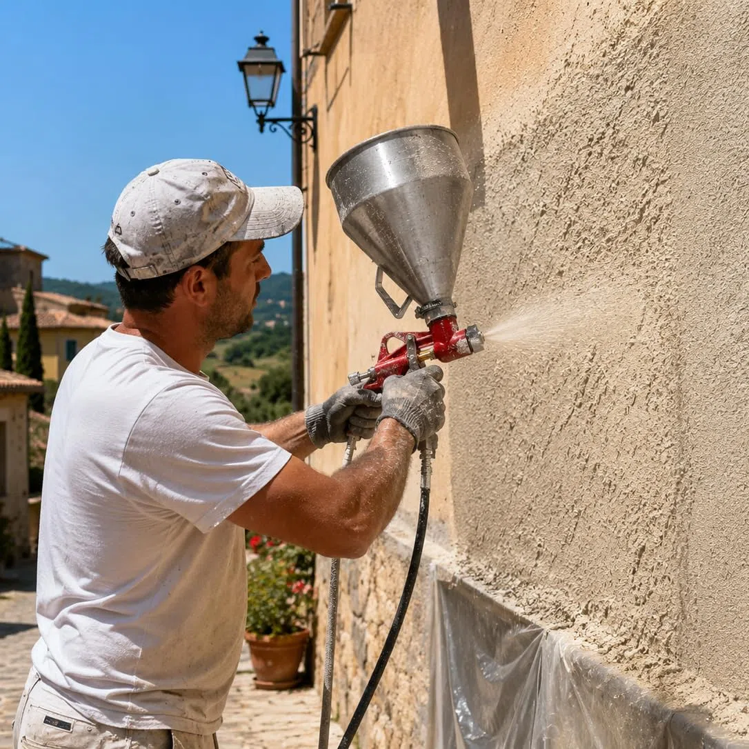 ORAZIO Pistolet à Crépir Pneumatique 1-1/2 Gallon avec Tasse en Aluminium et 3 Buses, Pistolet à Peinture Texturée Alimentation par Trémie pour Plafond Mur Rendu Cloison Sèche Plâtre Peinture 221470