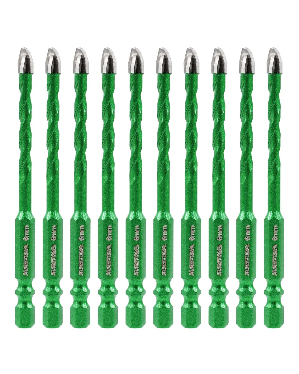 Mèche à Carrelage 10 Pièces, 6mm Foret Excentrique en Carbure pour Carrelage Céramique Bois Plastique Maçonnerie Béton Verre