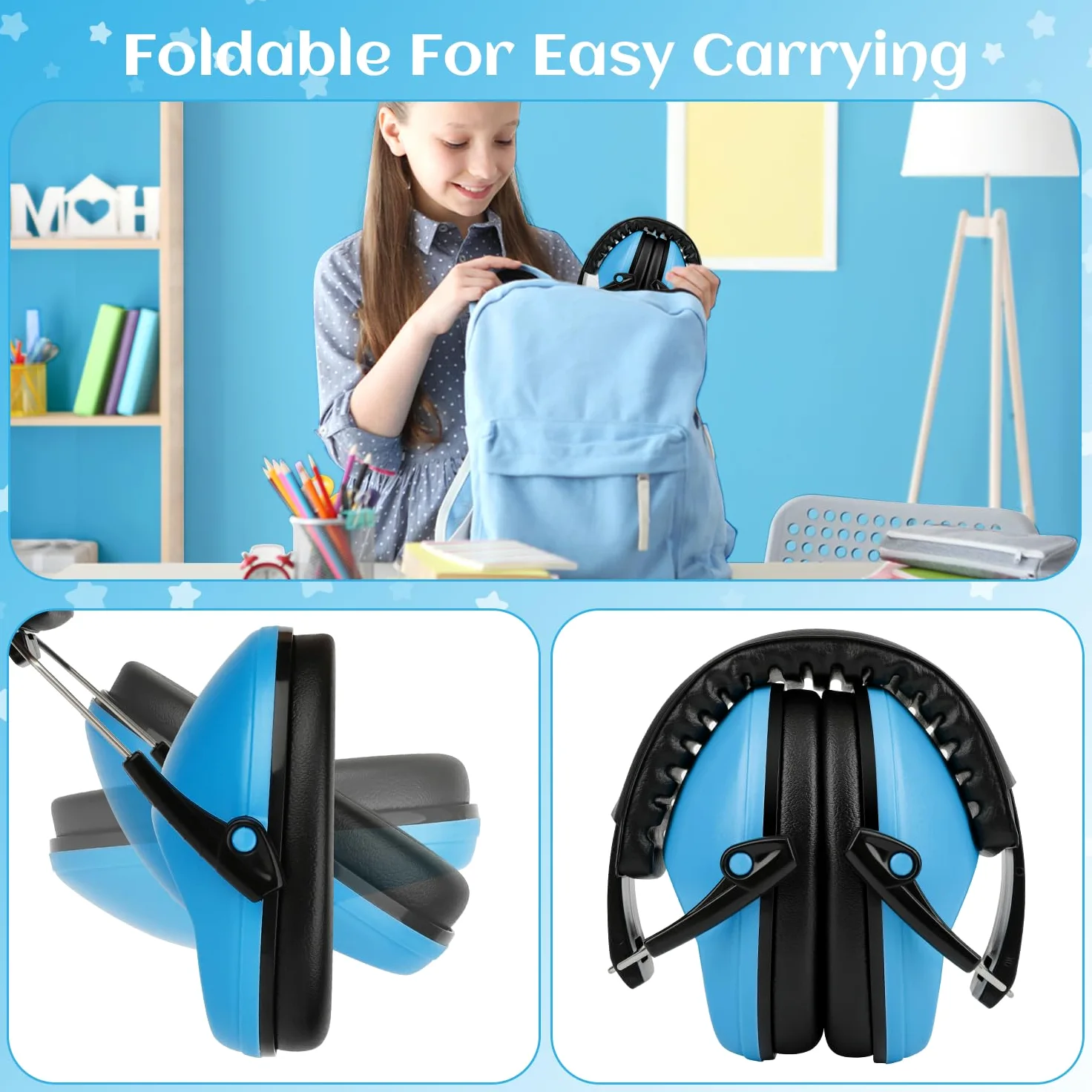 Floriogra 3 Paquets Casque Anti Bruit Enfant, Protections Auditives Pour Enfants Confortable, avec Une Atténuation de SNR 28dB,Casque Anti-Bruit pour Milieu Bruyant