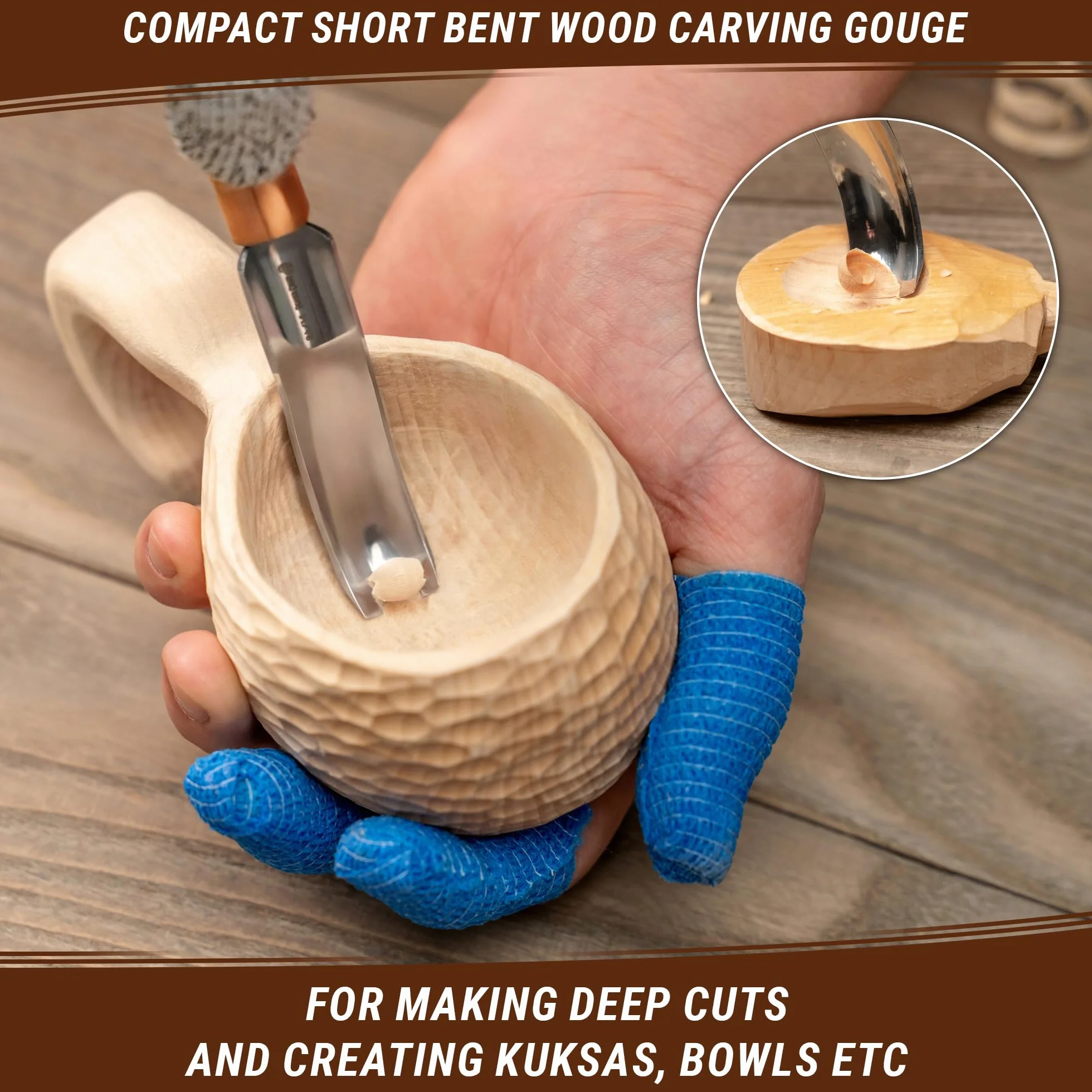 BeaverCraft, Gouge courbée pour la sculpture sur bois K8a/14 1,4cm - Outils pour la sculpture sur cuillère - Ciseau à main pour le travail du bois Couteau compact pour la sculpture sur bois pour