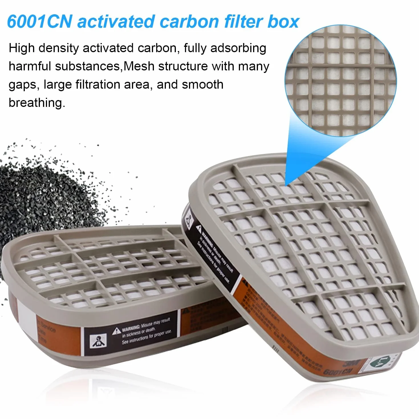 Kit d'Accessoires Filtrants 6001 pour une Protection Faciale Optimale - Filtre Respiratoire avec 80 Cotons Filtrants, 4 Cartouches Filtrantes et 4 Couvercles - Compatible avec 6001/6200/7501/7502/6800