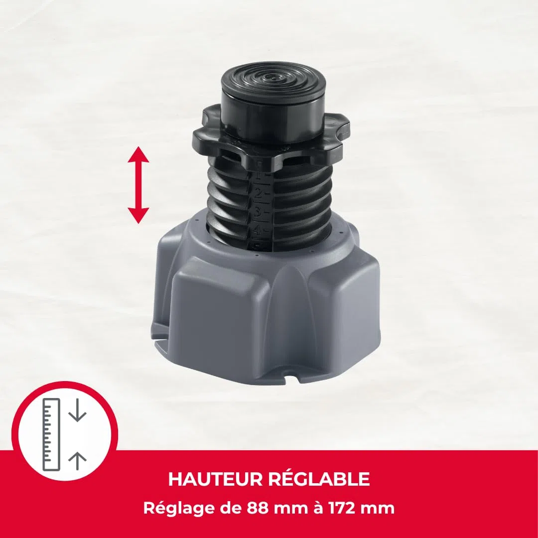 Wirquin 30724315 Lot de 4 pieds réglables noirs pour receveur de douche, compatibles meubles de cuisine