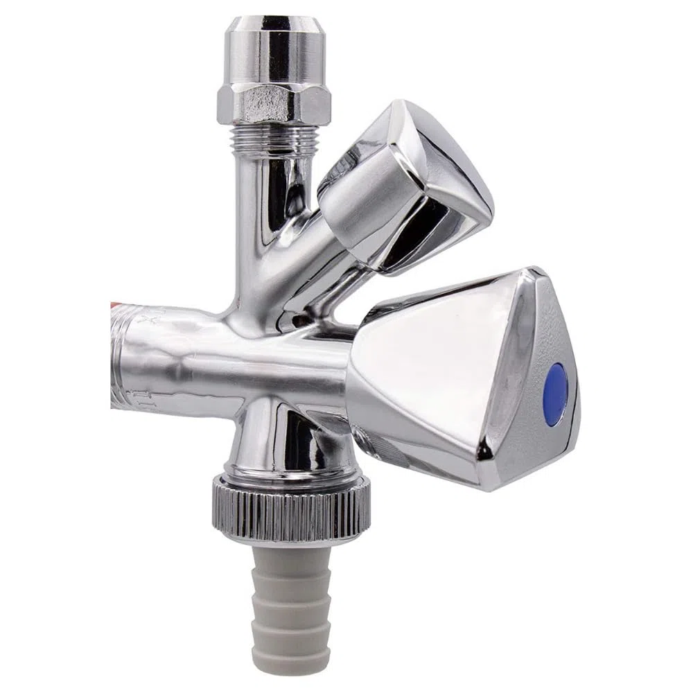 Schell | Robinet Équerre Combiné d'arrêt Universel 437011, 1/2, DN 15 Vanne d'angle combinée Auto-Étanche en laiton chromé pour machine à laver et lave-vaisselle.