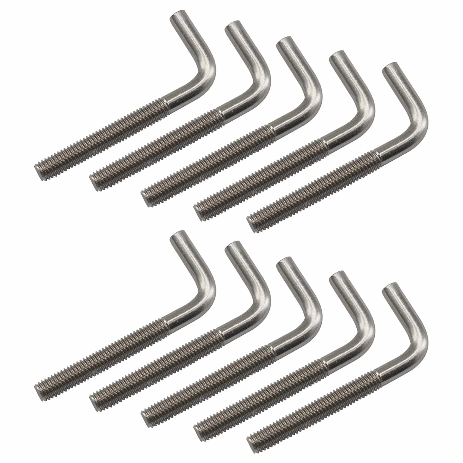 (Lot de 10) M8x100mm boulons d'ancrage en forme de L en acier inoxydable 304 à angle droit longs et carrés
