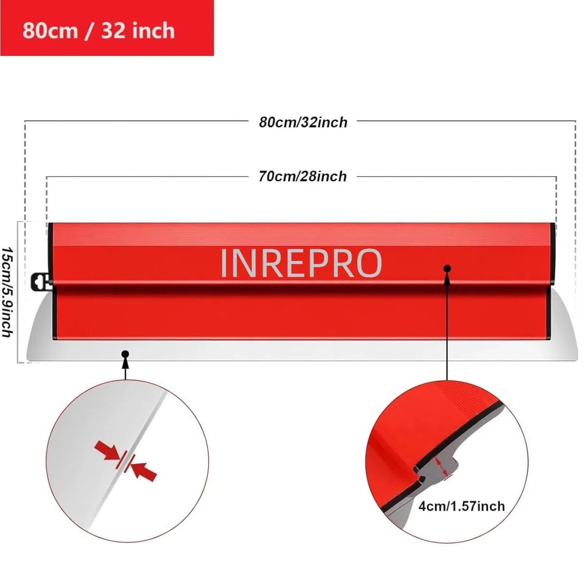 Lame d'écrémage 0.35mm Lame de Spatule de Lissage Grattoir à Cloisons Sèches Professionnel Couteau à Plâtre pour cloison sèche en ciment et en béton (80 CM)