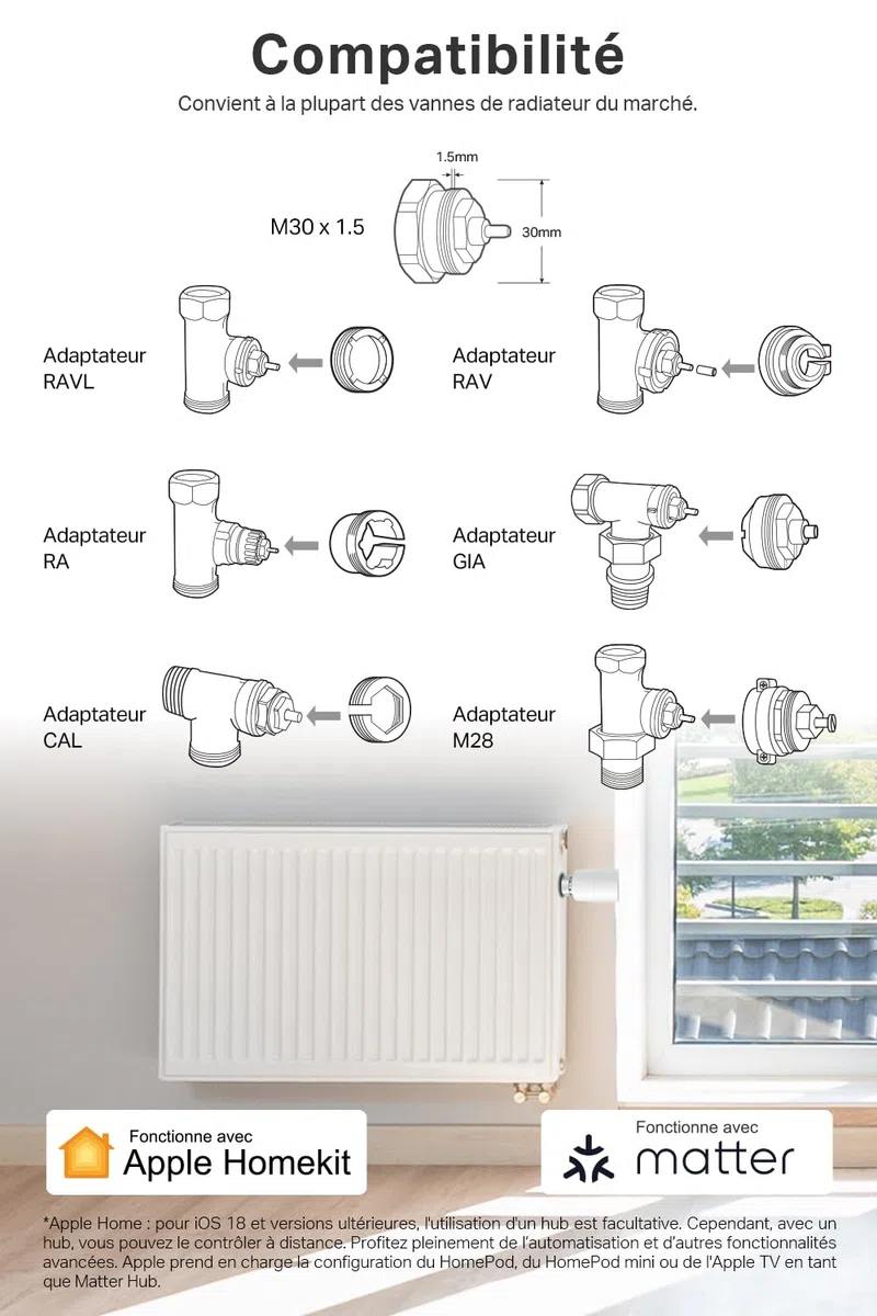 TP-Link Kasa Thermostat Connecté Matter, Compatible avec HomeKit, Alexa et Google Assistant, Réduisez vos factures et contrôlez le chauffage à distance via l'application, Kasa Hub Requis, KE100