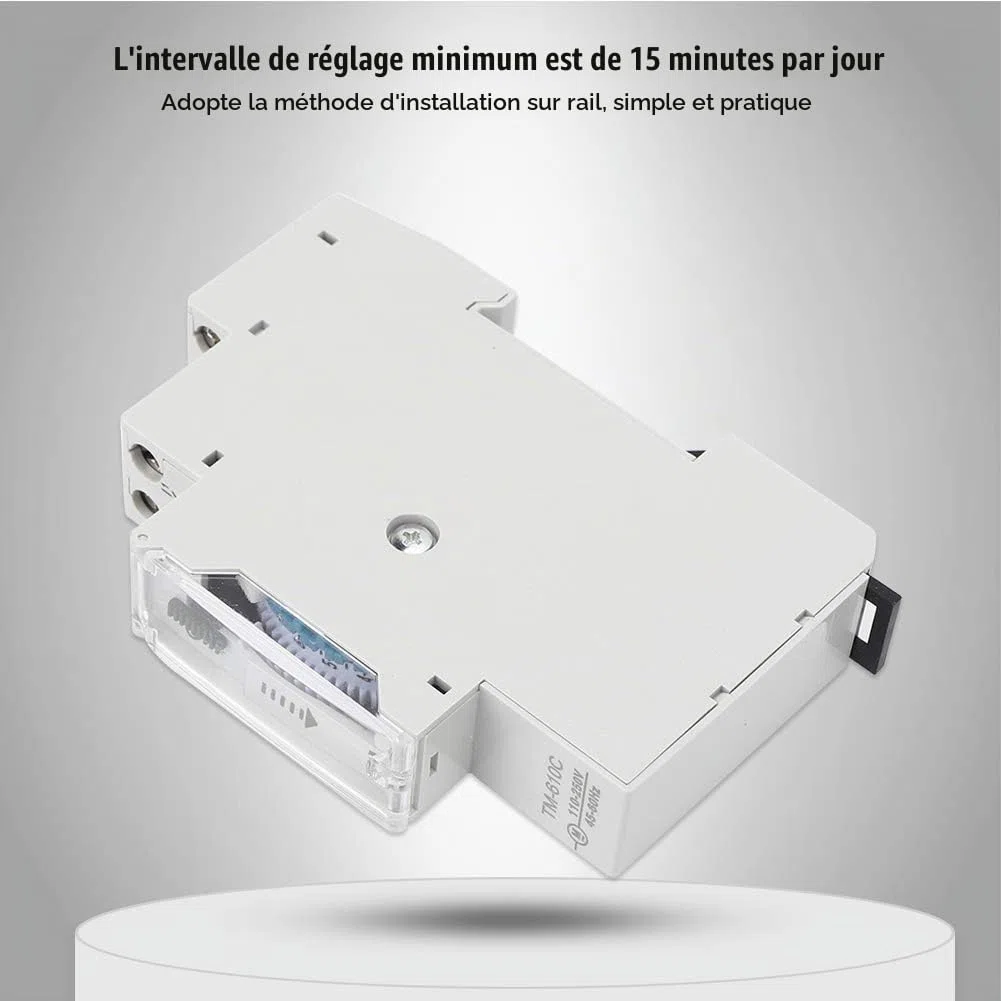 Interrupteur Horaire 1 Module TM610C – Interrupteur de Synchronisation Intelligent sur Rail 1P de Haute Précision pour éclairage Public et d'usine, 220 V AC, Intervalle Minimum de 15 Minutes