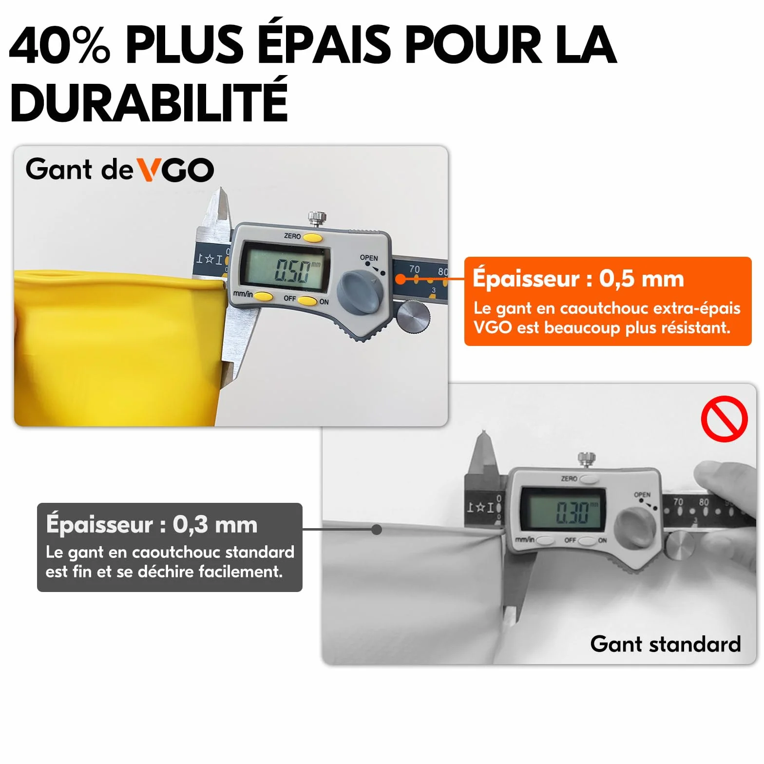 VGO... Gants de Nettoyage Ménagers Réutilisables, Gants de Vaisselle en Caoutchouc, Epaisseur Supplémentaire, Manches Longues (HH4601)