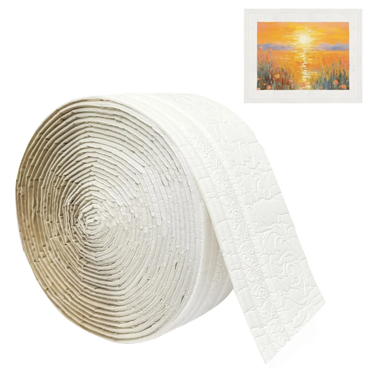 Moulures décoratives autocollantes blanches 10 m x 10 cm x 5 mm, bordure autocollante imperméable, moulures en stuc, bordure autocollante, blanche, convient pour les couloirs, les