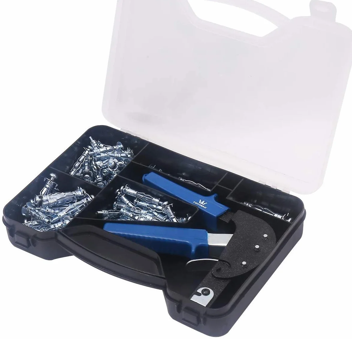 TOPWAY Kit d'outils de Réglage D'ancrage Mural 72 Pièces, Cavité en Plaques de Plâtre en Métal en Acier Fixations Murales Creuses Vis Ancrages Bouchons Assortiment 405504