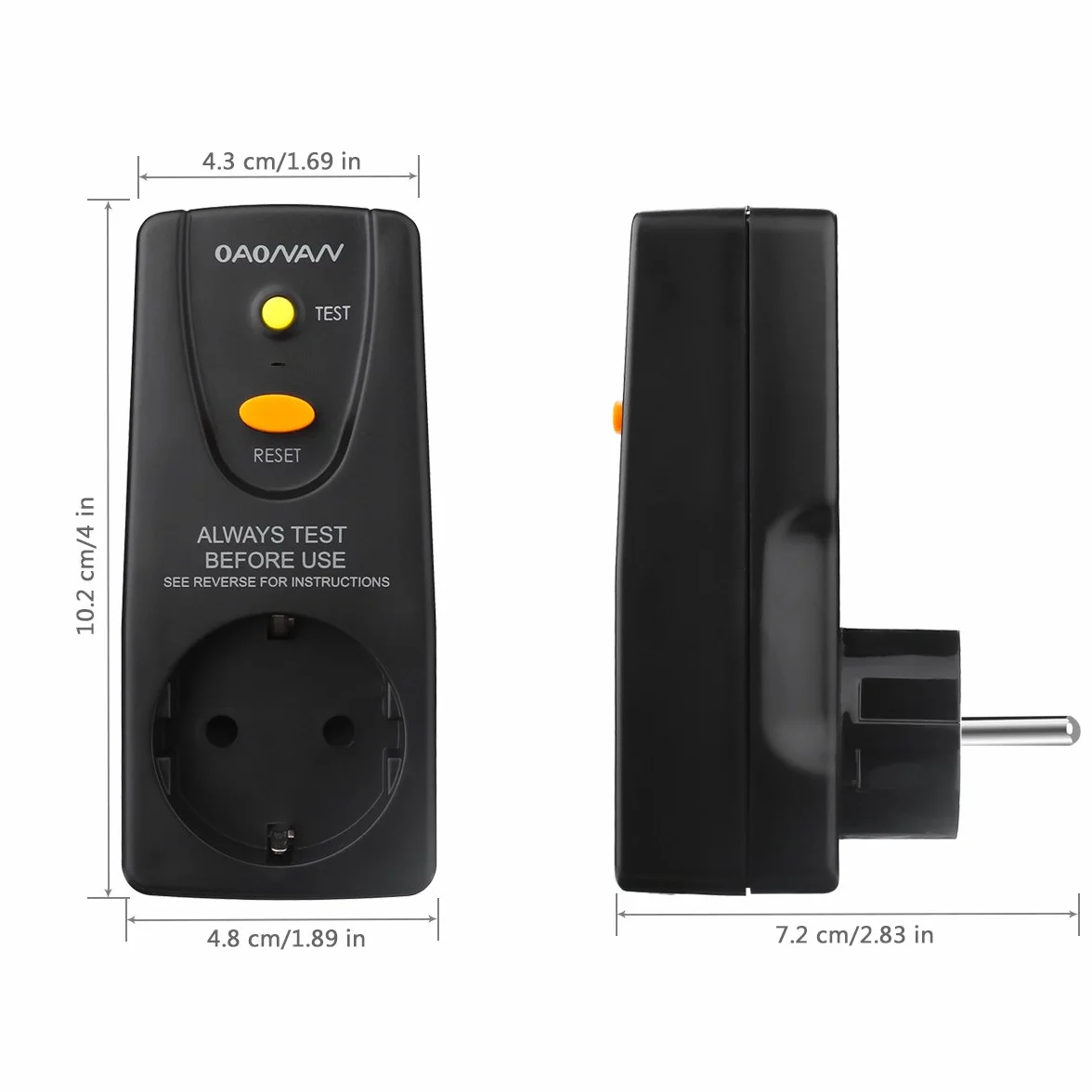 Disjoncteurs Adaptateur RCD de sécurité 16 AMP RCD Plug pour Appareils Ménagers et Outils - Noir