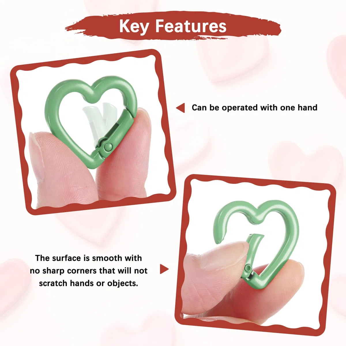 Heart Shaped Snap Clip - Trigger Keychain Clip Spring Snap Hook Use for Backpacks Key Chains