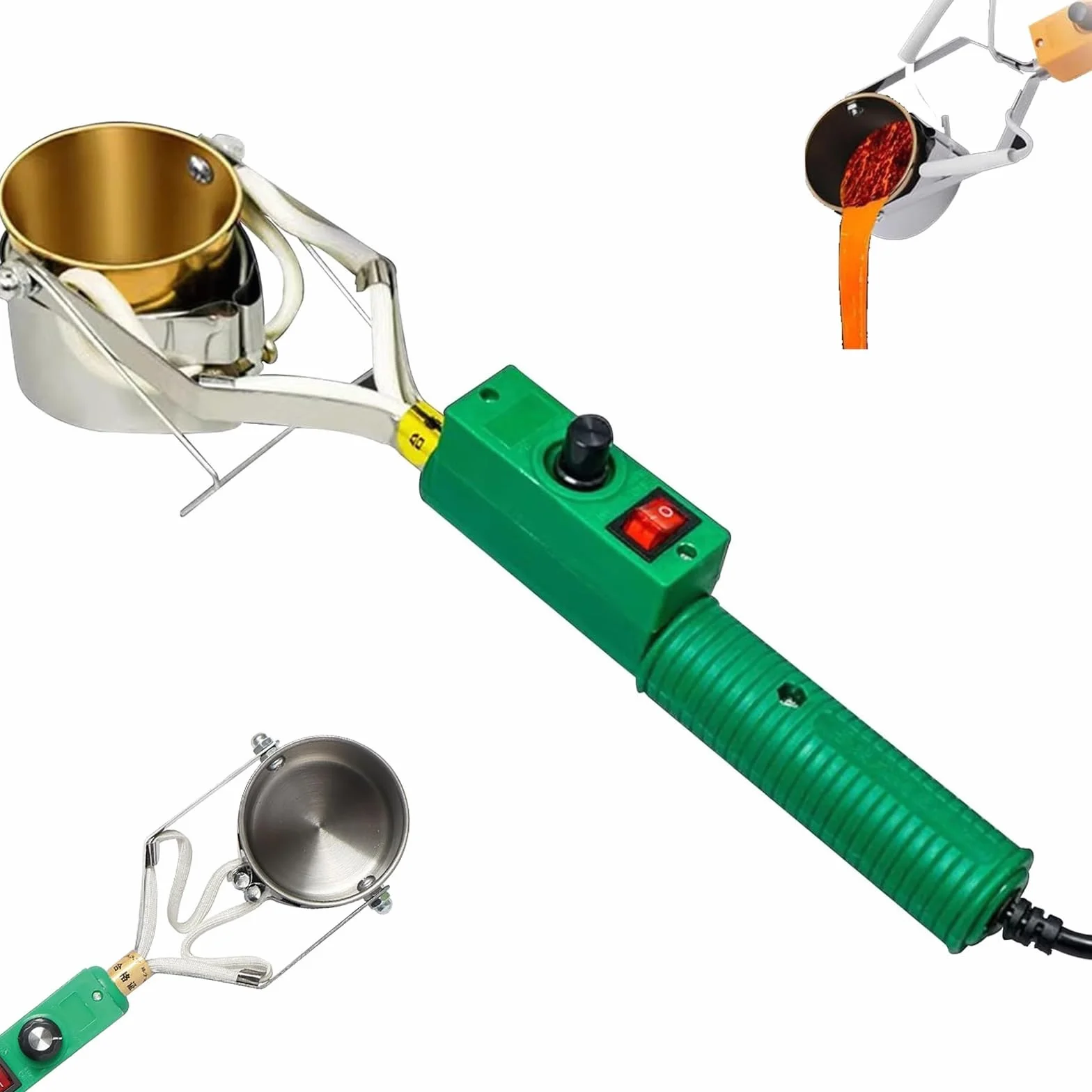 Creuset de plomb portatif, creuset de fusion d'étain à souder électrique 420 W,four de soudure d'une capacité de 1 100 g avec poignée, plage de température de 150 à 450 ℃, creusets en métal for moules