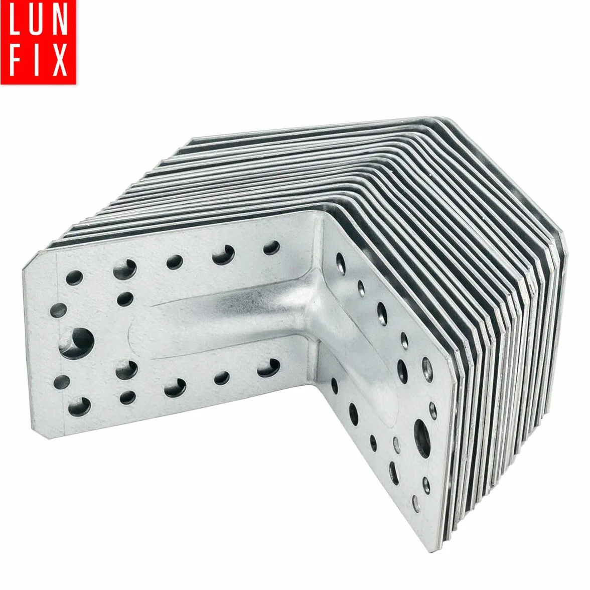 50 Equerre metal renforcées 90x90x65x1,5 mm, connecteurs bois galvanisés avec nervure, équerre support d'angle droit perforée pour menuiserie, fixation meuble, clôture, construction bois