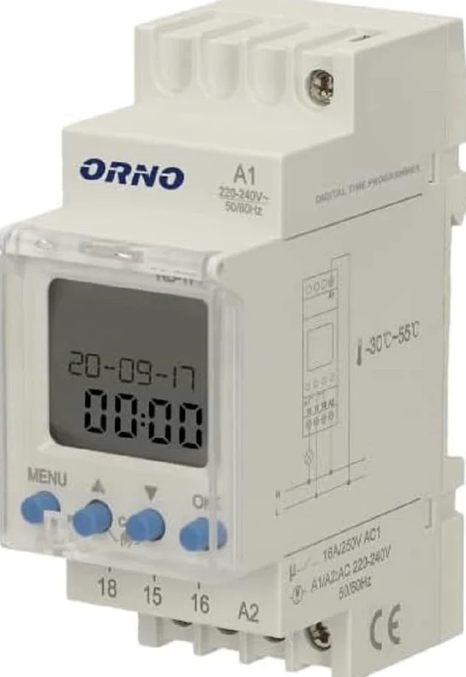 ORNO PRE-450 Programmateur Electrique Astronomique 52 Programmes Menu en 3 Langues avec 2 Sorties Relais et Fonction Pause de Nuit