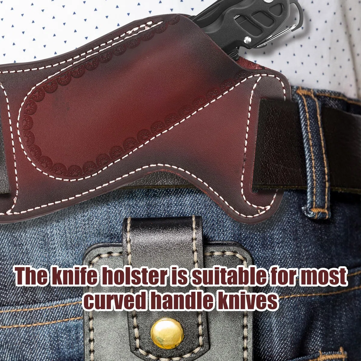 Étui à Couteau en Cuir pour Ceinture, Étui à Couteau de Poche Étui à Couteau Porte-Couteau de Poche Pliable Porte-Couteaux Compact pour Outils EDC Cadeau pour Homme (Marron Foncé)