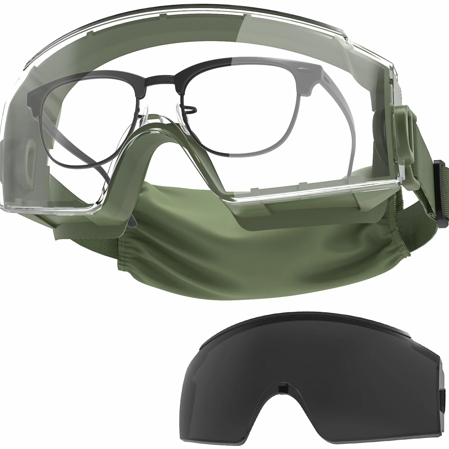 OneTigris Lunette de Protection Travail, Surlunettes de Sécurité Anti-buée, Certifiées CE EN166, Lunette Airsoft pour Porteurs de Lunettes, Chantiers, Laboratoires