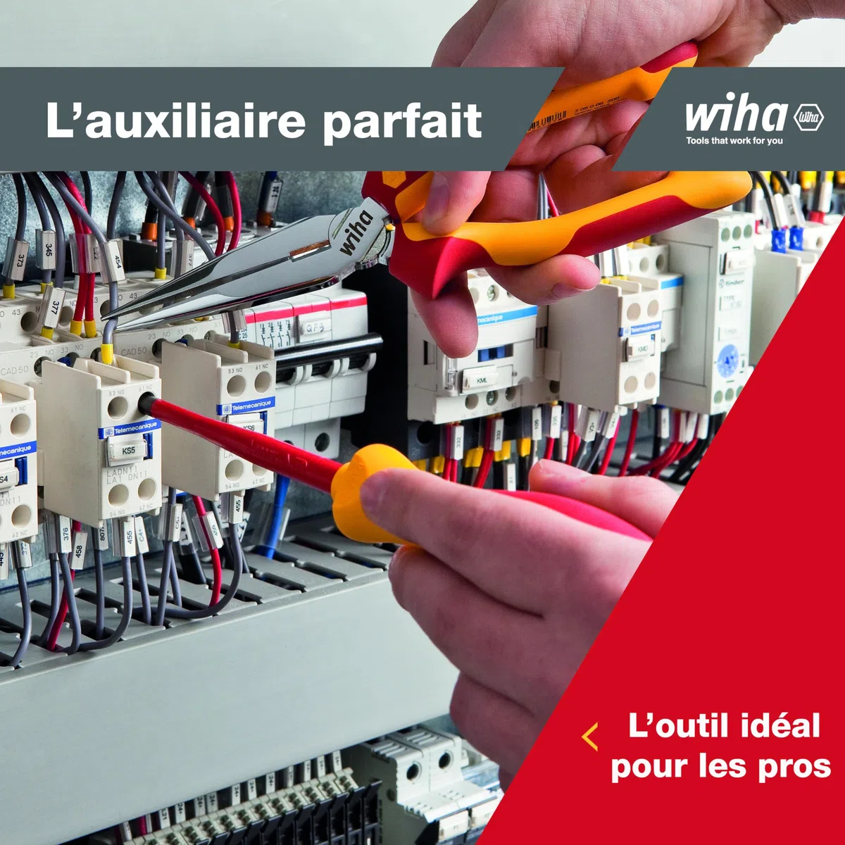 Wiha Z 05 0 06 Pince demi-ronde Professionnelle à tête droite isolée 200 mm avec Coupe-fils