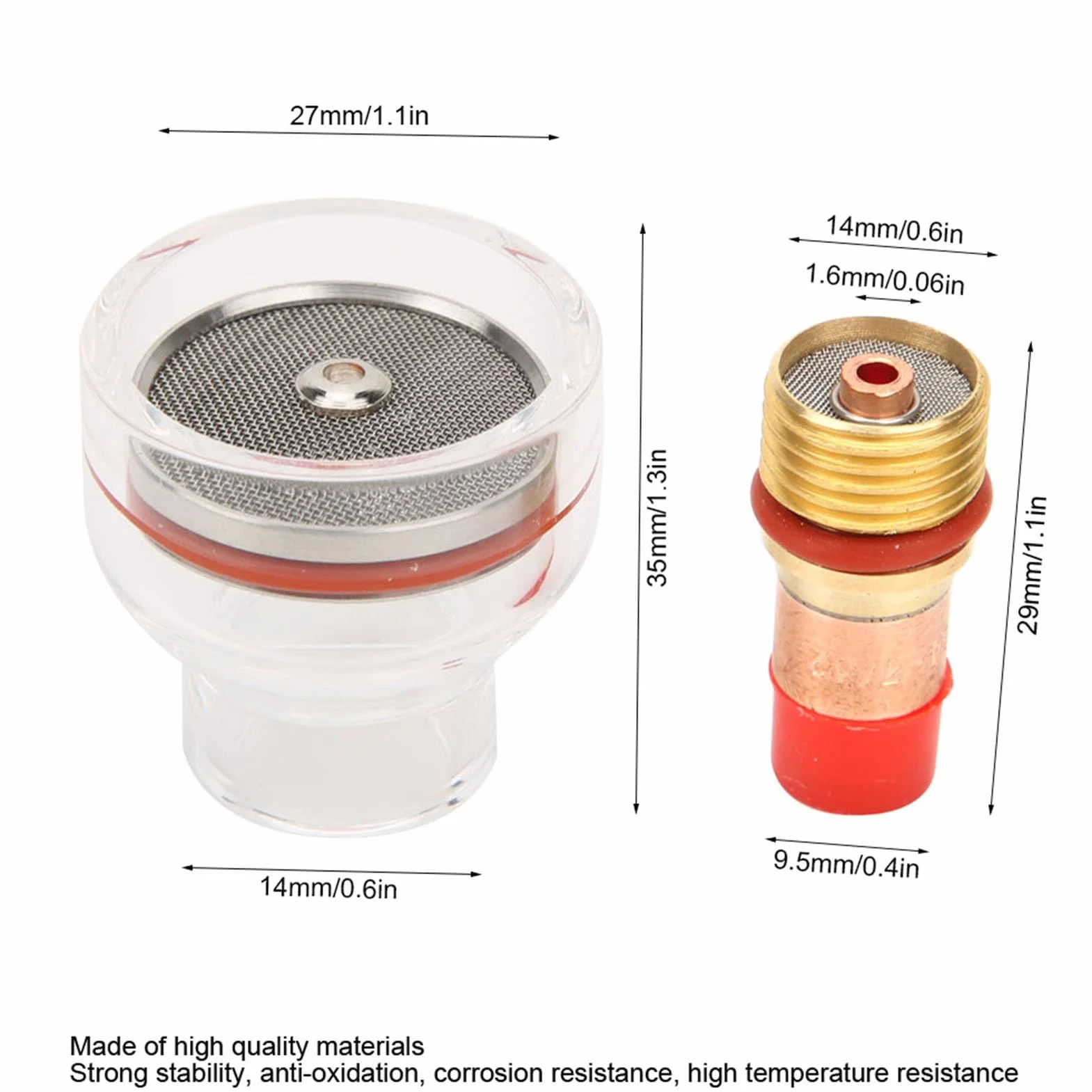 WP Torch Kit, Tig Torch Kit, Tig Torch Gas Lens Collet Glass Cup Accessoires pour Tig-17/18/26 (1,6 mm), équipement de Soudage Tig (1.6mm)