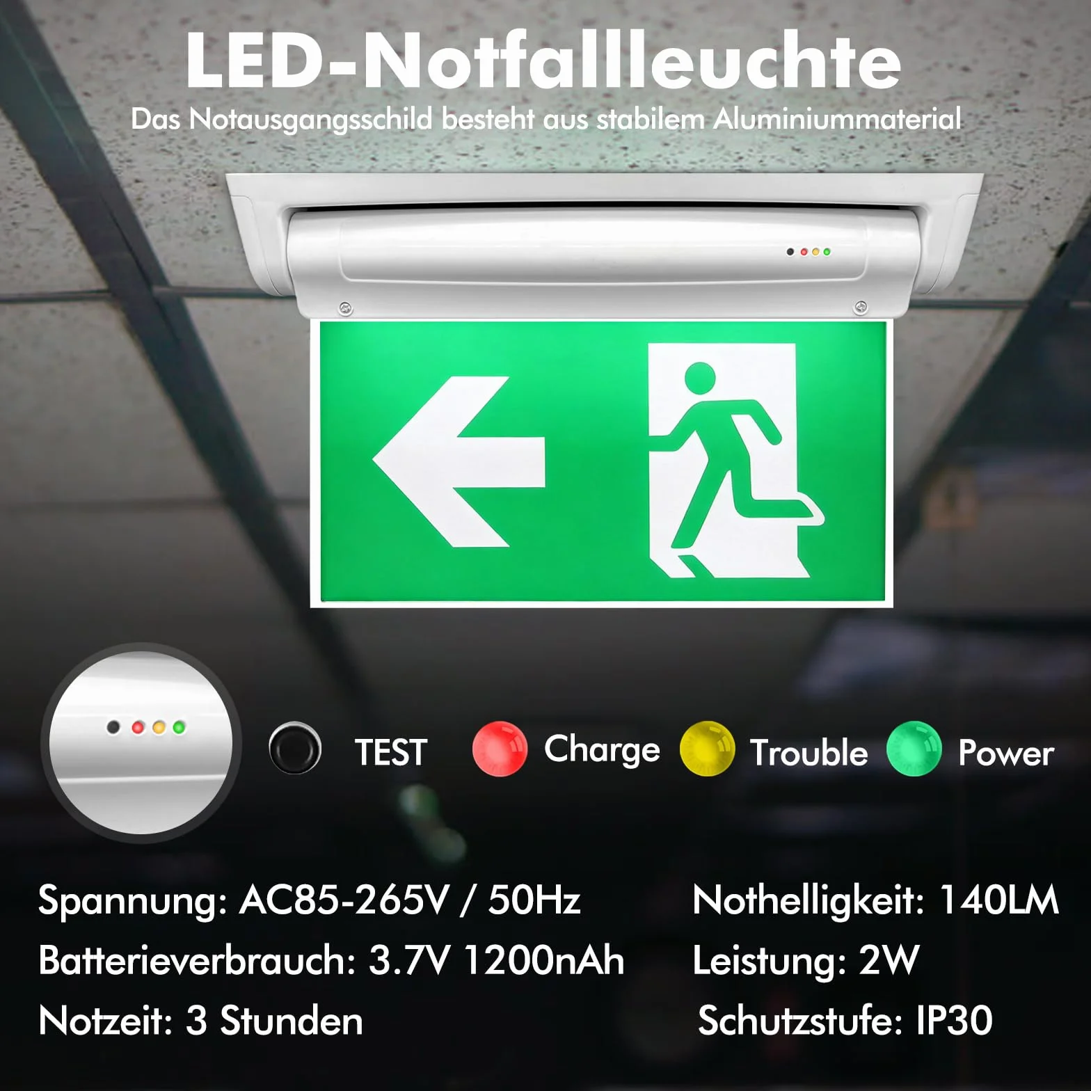Panneaux de sortie de secours LED photoluminescents, éclairage de sécurité avec batterie 3h, 6 panneaux de sortie, longue durée lumineuse, signalisation issue de secours, chemin de fuite LED droite