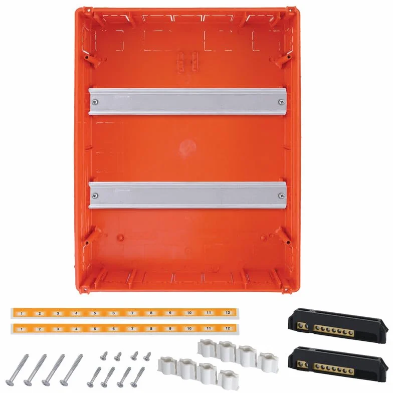 Lion Electric Armoire électrique encastrée 2 rangées | 24 modules - Boîte à fusibles blanche pour interrupteur installation électrique IP40 - Boîte de distribution sans halogène avec rail DIN