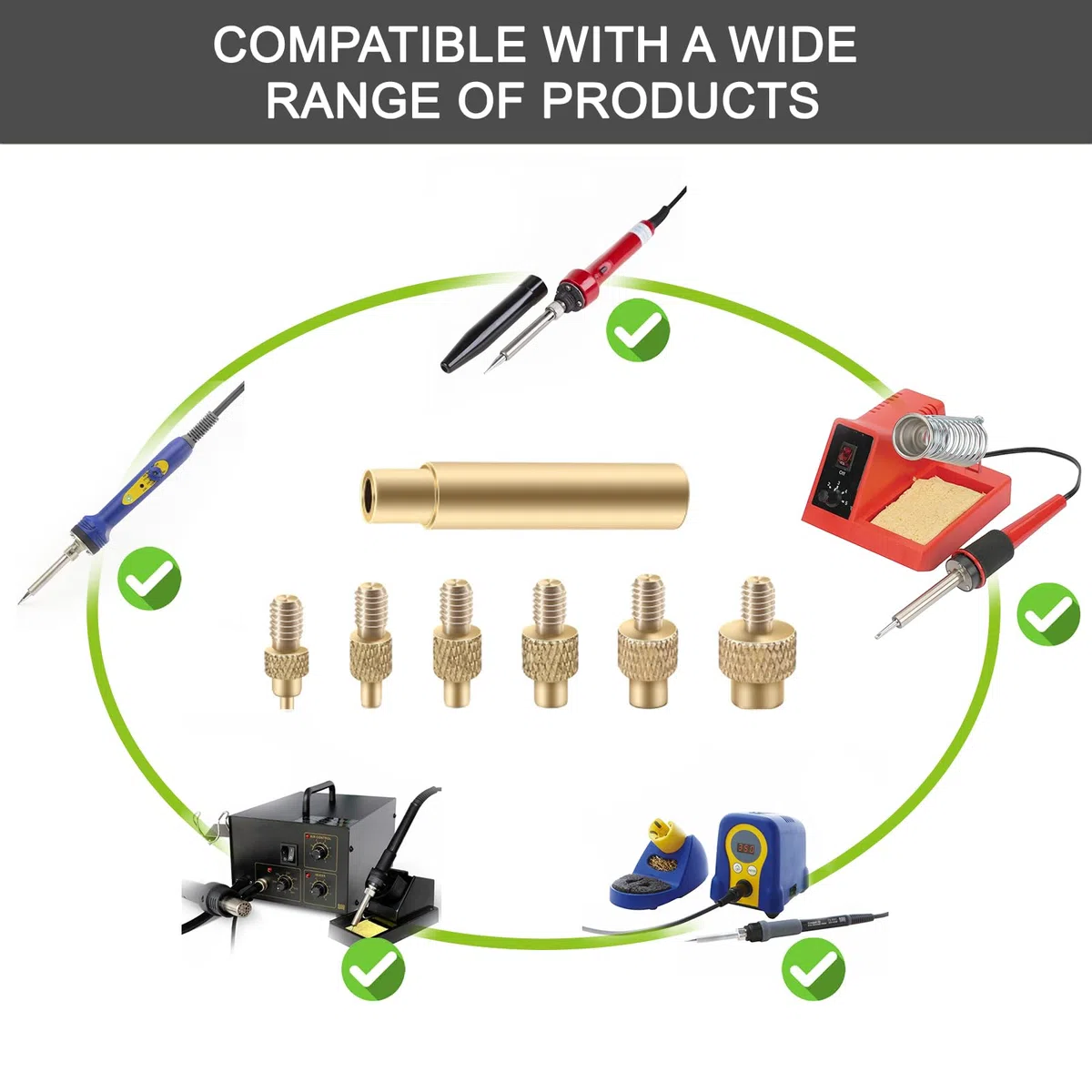 Lot de 6 fers à souder - Embouts de fer à souder pour insert fileté - Écrous de fusion M2 M3 M4 M5 M6 M8 - Compatible avec les accessoires d'imprimante 3D