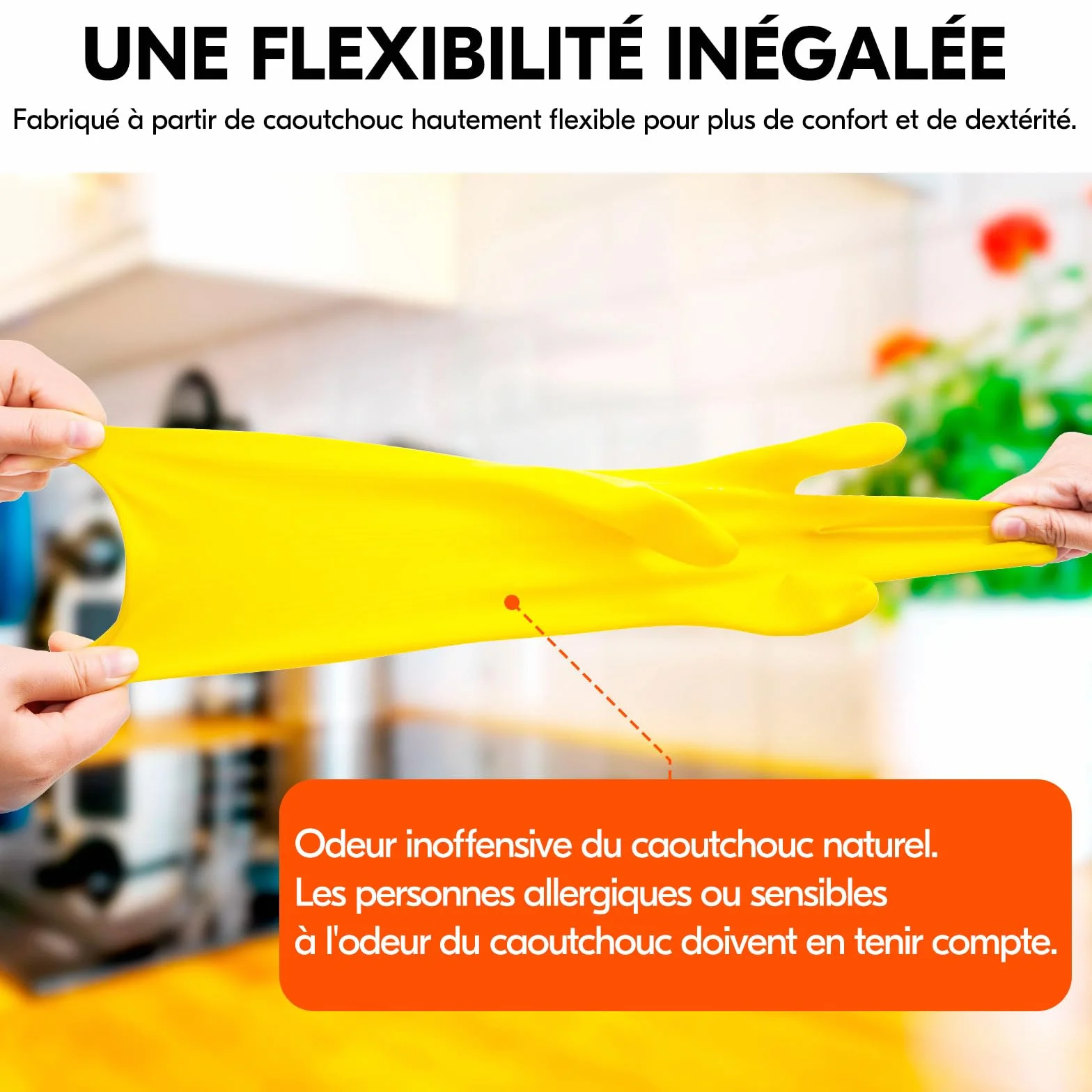 VGO... Gants de Nettoyage Ménagers Réutilisables, Gants de Vaisselle en Caoutchouc, Epaisseur Supplémentaire, Manches Longues (HH4601)