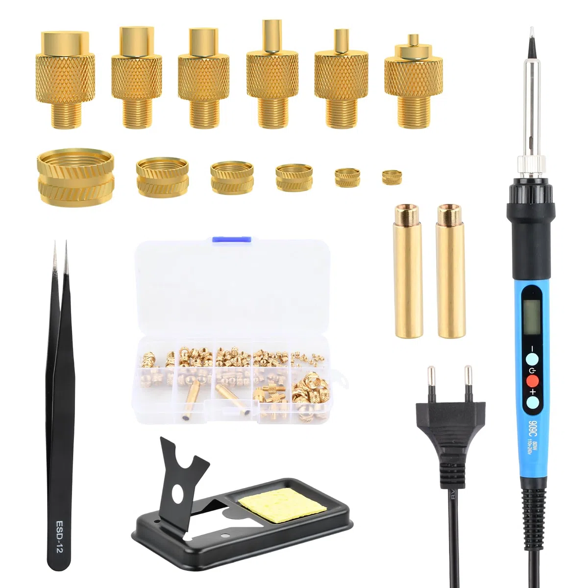 Kit de Fer à Souder Pointe Fer a Souder pour Inserts Filetés, Inserts Fileté pour la Fusion à Chaud, Écrous Filetés Laiton Femelle M2 M3 M4 M5 M6 M8 pour Composants d'Impression 3D Pièces en Plastique