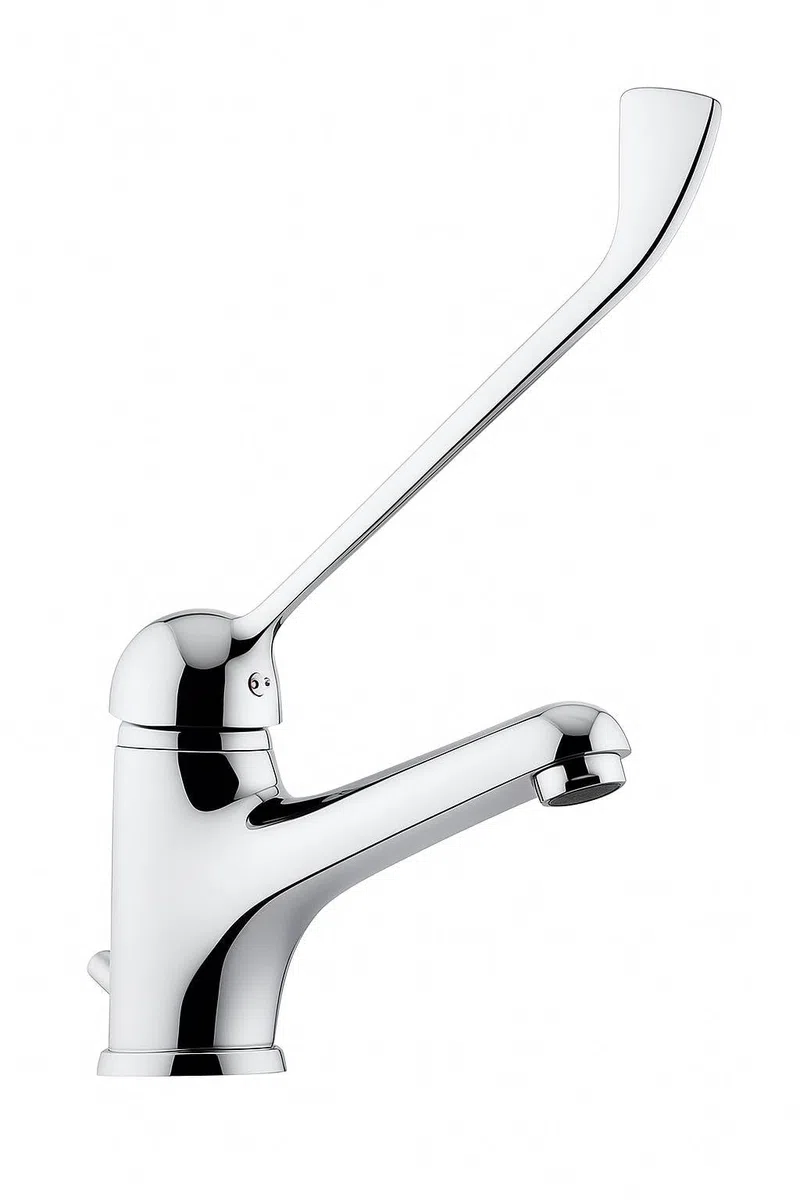 BAGNOCLIC – Mitigeur de Lavabo à Levier Clinique Chromé – Robinet Monocommande en Laiton, Hygiénique et Résistant, pour Restaurants et Établissements de Santé