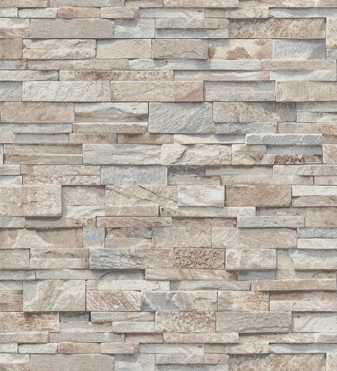 GAULAN 127671 Papier peint vinyle lessivable imitation mur de pierre d'ardoise texturé en relief pour mur salon cuisine bain couloir salle à mange - Rouleaux de 10 m x 0,53 m