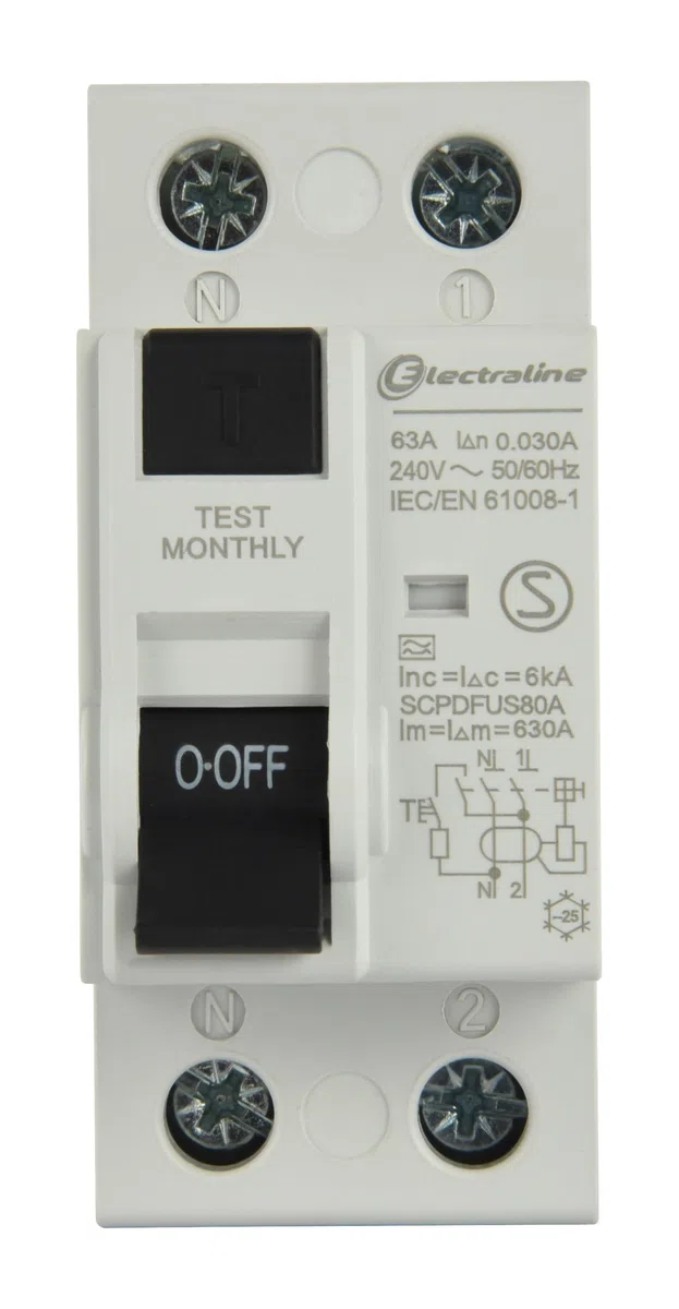 Electraline 87012 Interrupteur différentiel 63A, sensibilité 30mA, type A