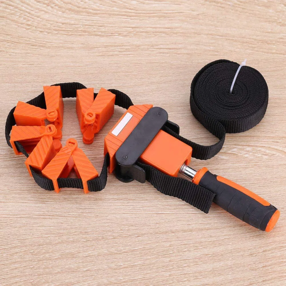 Nylon Multifonctionnel, Cadre de Serrage de Ceinture de Liaison Multifonction en Bois avec Outil Clip d'angle de Polygones Sangle de 4 M pour Photo en Bois