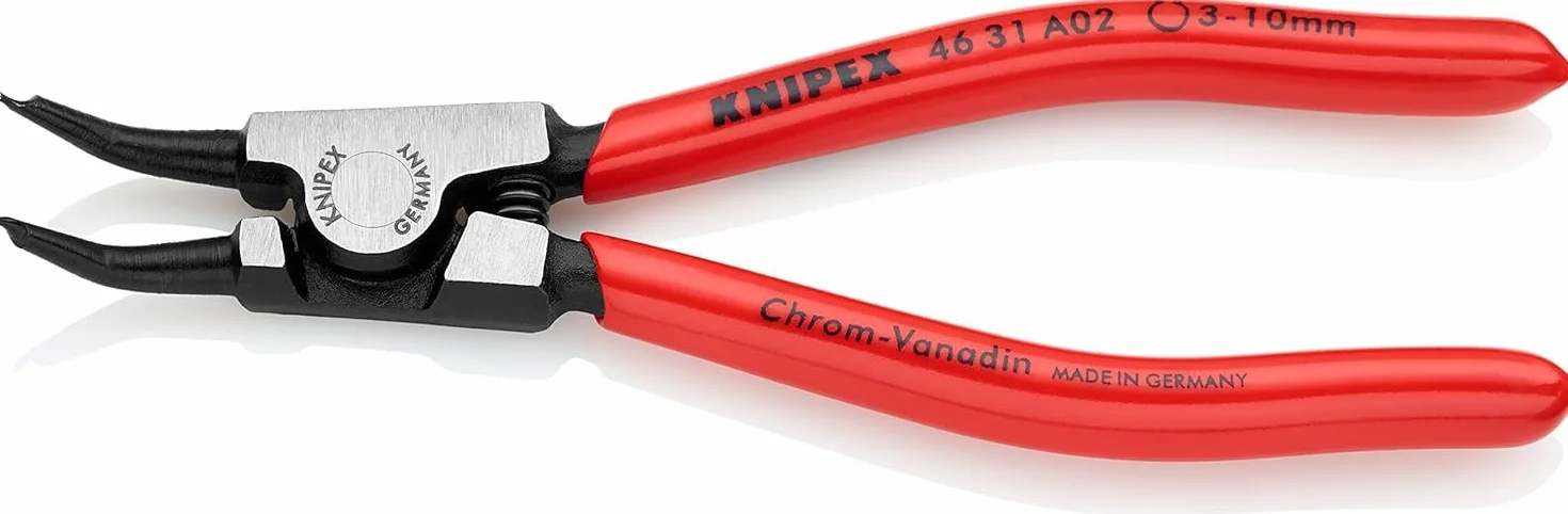 Knipex Pince Circlips DIN 5254 A et DIN 5254 B - Arbre:3-10mm - Pointes:0,9mm, Coudées à 45° -Longueur : 130 mm - Robuste, Forgée, Pointes Solides Antidérapantes - 46 31 A02