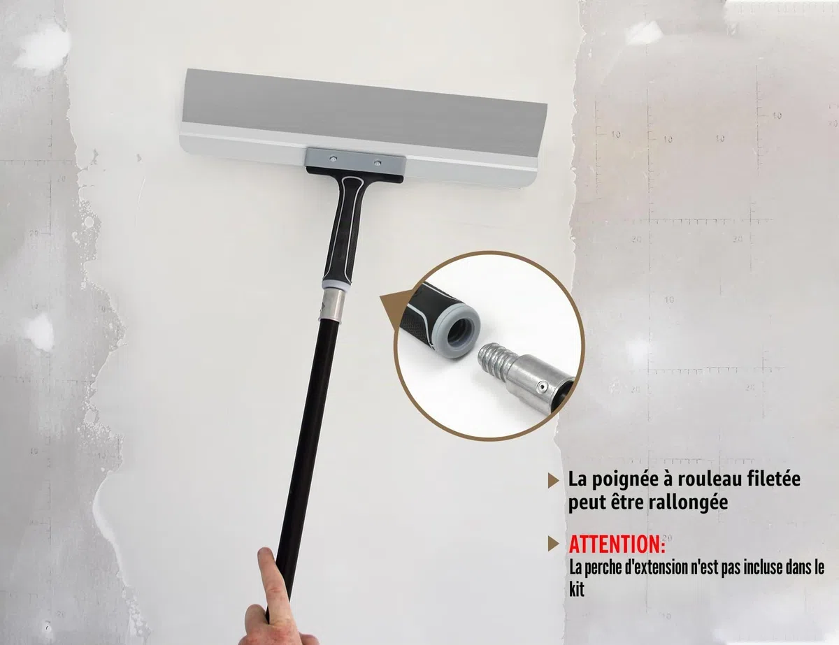ROLLINGDOG Spatule de surface de 450 mm – Spatule large pour cloison sèche, idéale pour le masquage et le lissage, lame en acier inoxydable, poignée en caoutchouc confortable