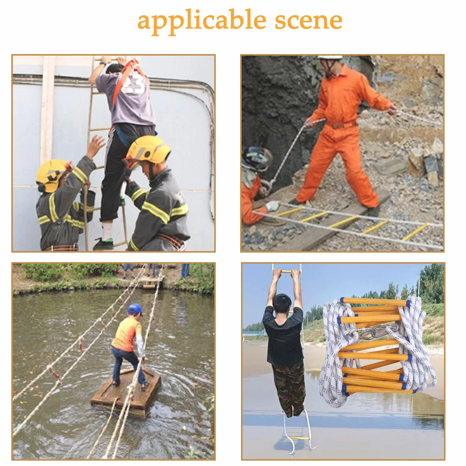 Echelle de Cordes 3M, Échelles de Secours Incendie avec 2 Crochet, Ignifuge et Résistant Charge 200 kg pour Adultes Enfants