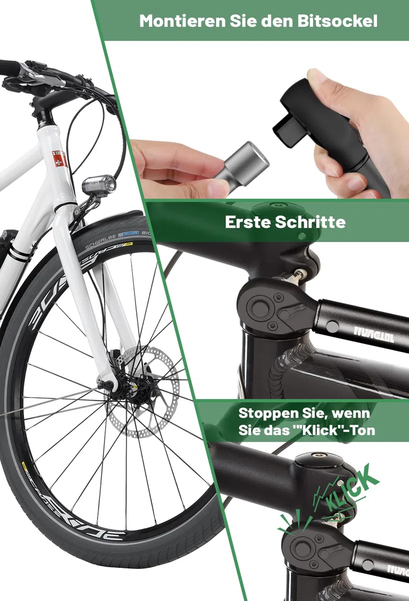 Clé Dynamométrique 1/4", 5-25 Nm Clé Dynamométrique Velo, Kit D'entretien avec 100mm Barre d'extension, 3/8" Adaptateur pour Vélos Route y Montagne, Moto