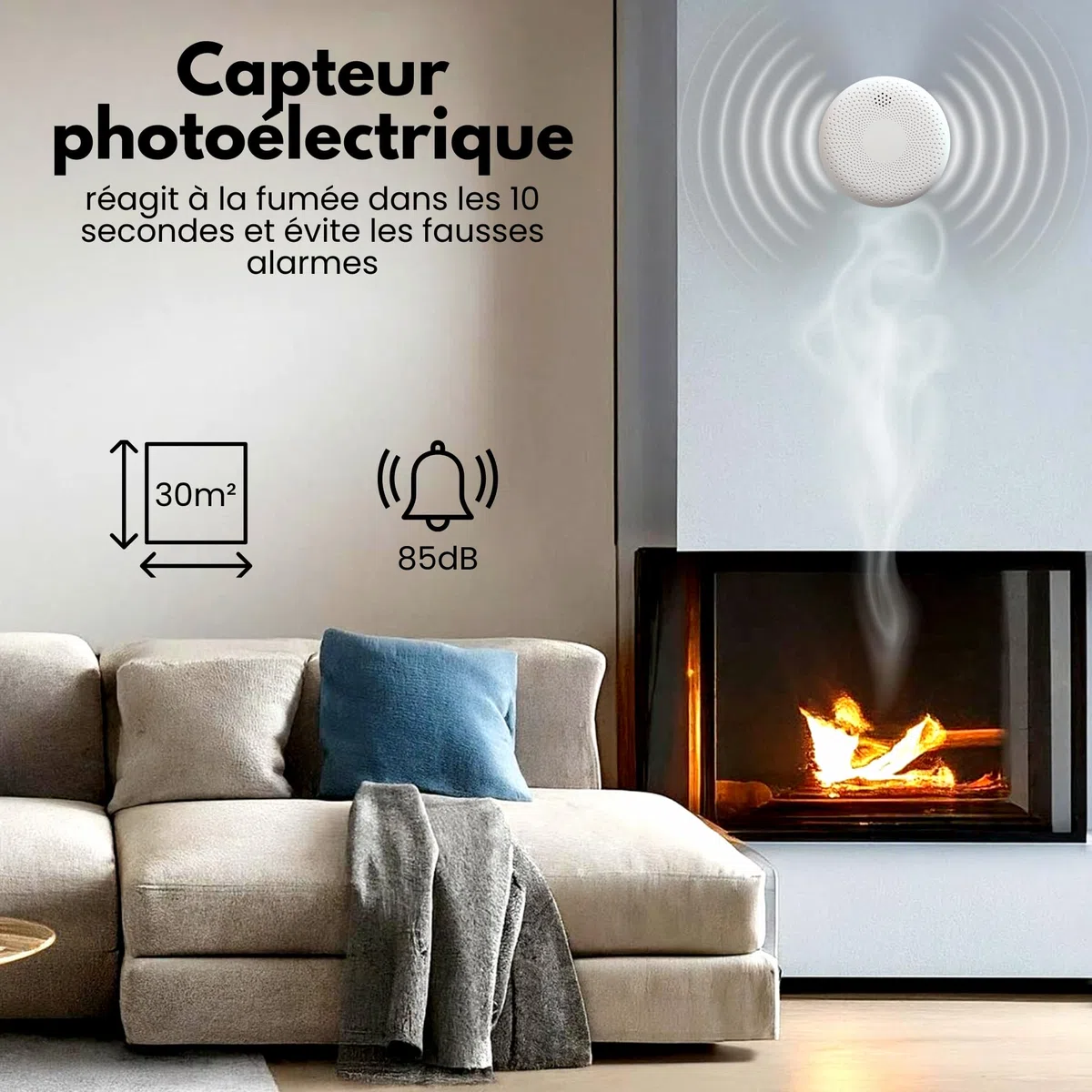 Aroha Safety Pro Détecteur Combiné avec Fumée et Monoxyde de Carbone - Batterie de 10 Ans - Alarme Incendie & Alarme de Monoxyde de CO
