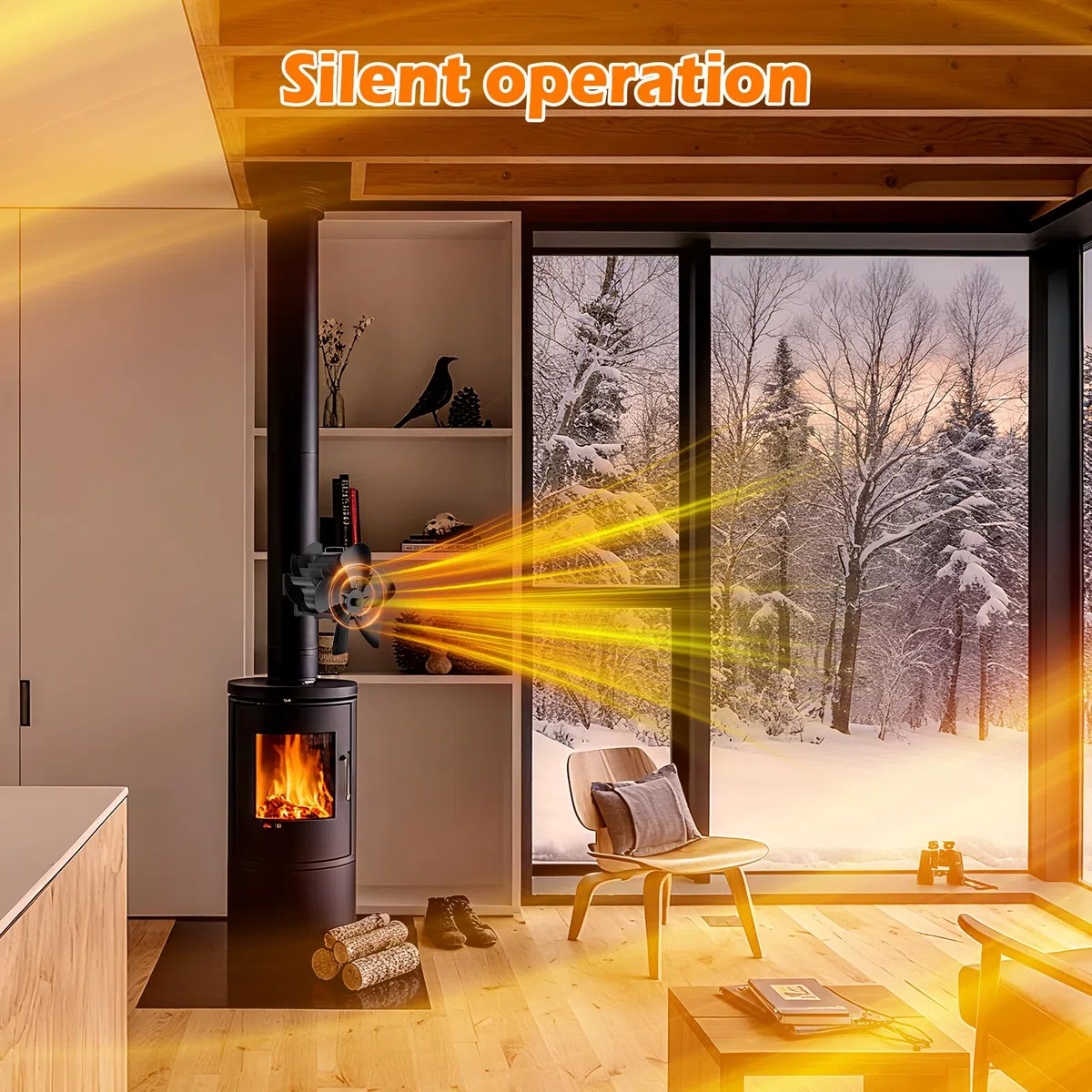 Ventilateur Poele à BoisAmélioration Alimenté à la Chaleur Ventilateur Cheminee,Convient aux Poêles à Bois, Cheminées et Cheminées
