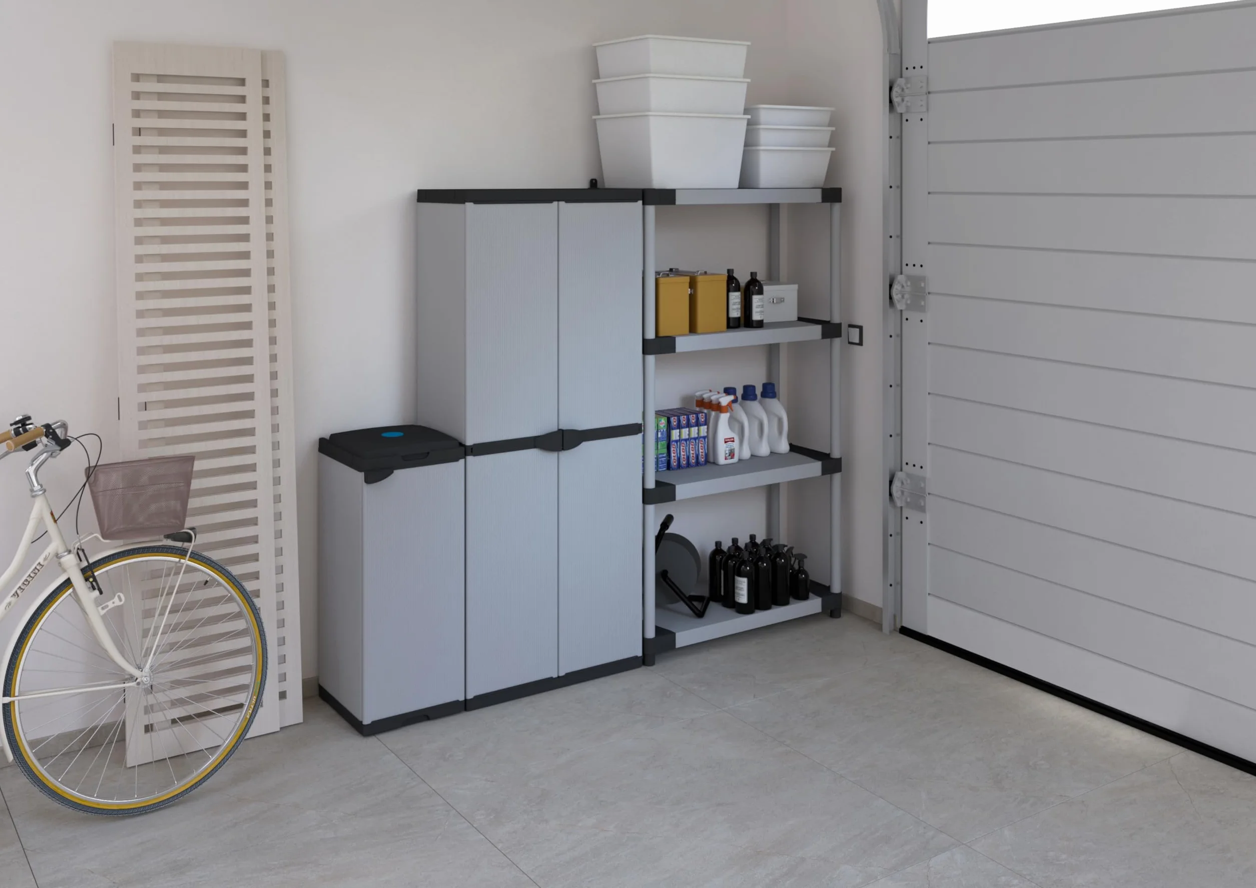 mongardi: Armoire Porte-Scope en résine de PVC et PP, 2 Portes, Facile à Assembler, système modulaire, Durable, adaptée aux environnements intérieurs et extérieurs, 68 L x 40 x 165 cm, Gris et Noir