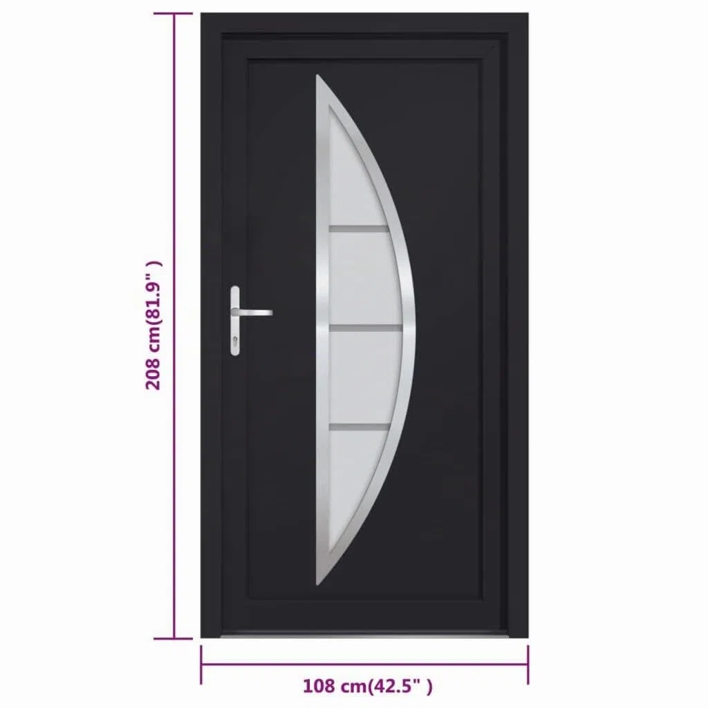 Porte d entrée anthracite 108x208 cm PVC