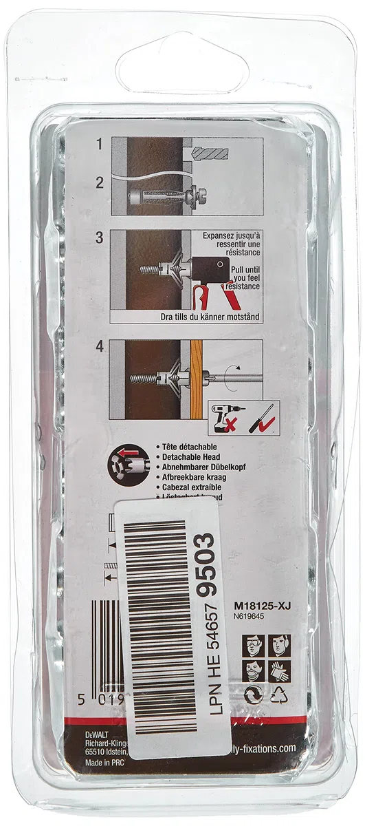 Molly M18125-XJ Chevilles métalliques à expansion avec vis M6 Ø 11 x 50 mm, Gris, Set de 40 Pièces