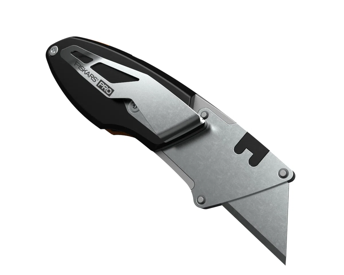 Fiskars Pro Cutter Pliant Universel Compact, Longueur 12 cm, Acier Inoxydable/Plastique, Noir/Orange, CarbonMax, 1062939