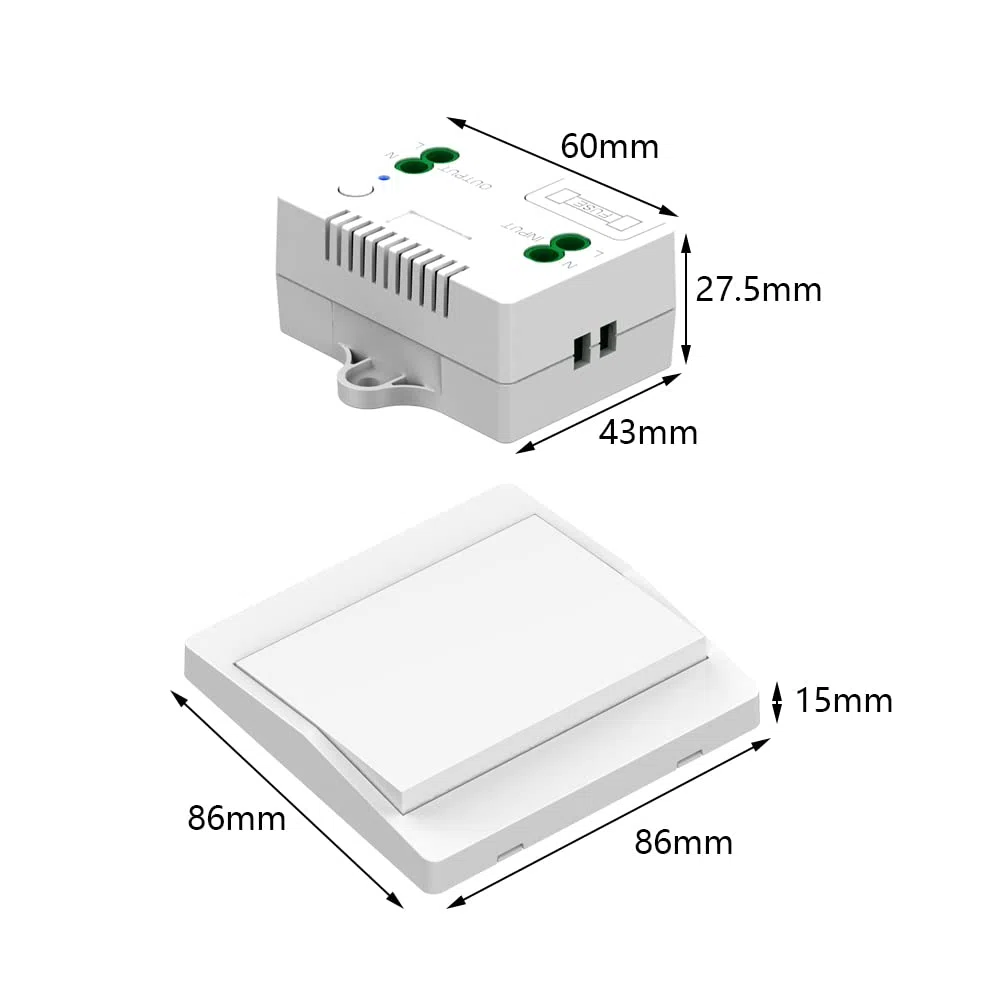 Interrupteur sans fil autoalimenté, sans pile, télécommande sans fil pour les lumières et appareils électriques, étanche et sûr, pouvant être installé directement dans une salle de bain, etc. (1 To 2)