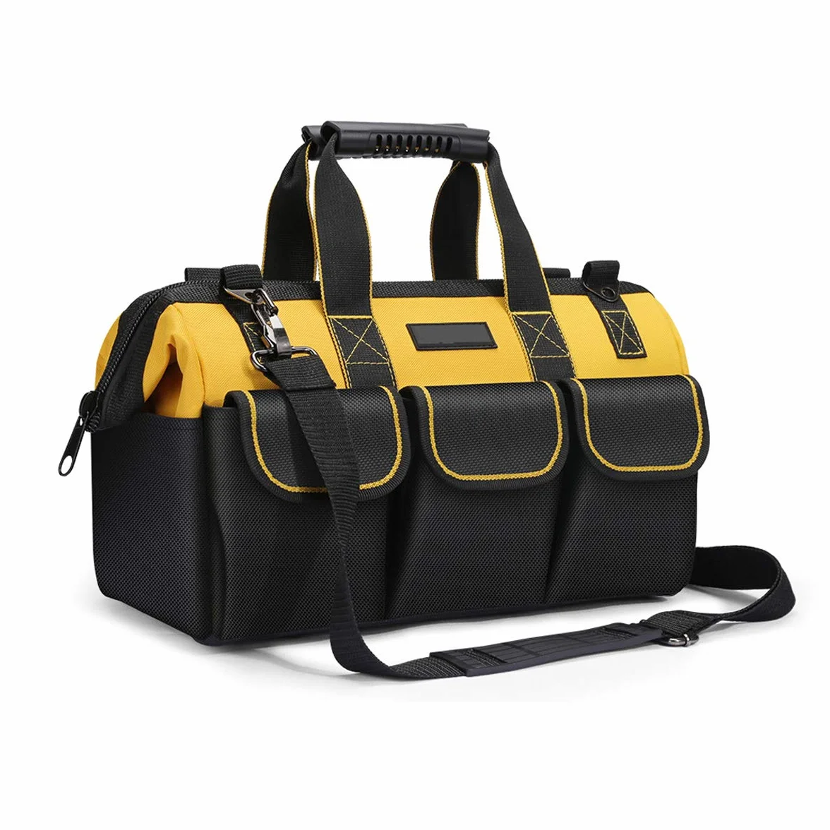 Sac à outils robuste, organiseur pour outils à main/électriques, avec bandoulière, fermeture éclair et base en caoutchouc résistant à l'usure, grande capacité, imperméable, rangement d'outils, etc.