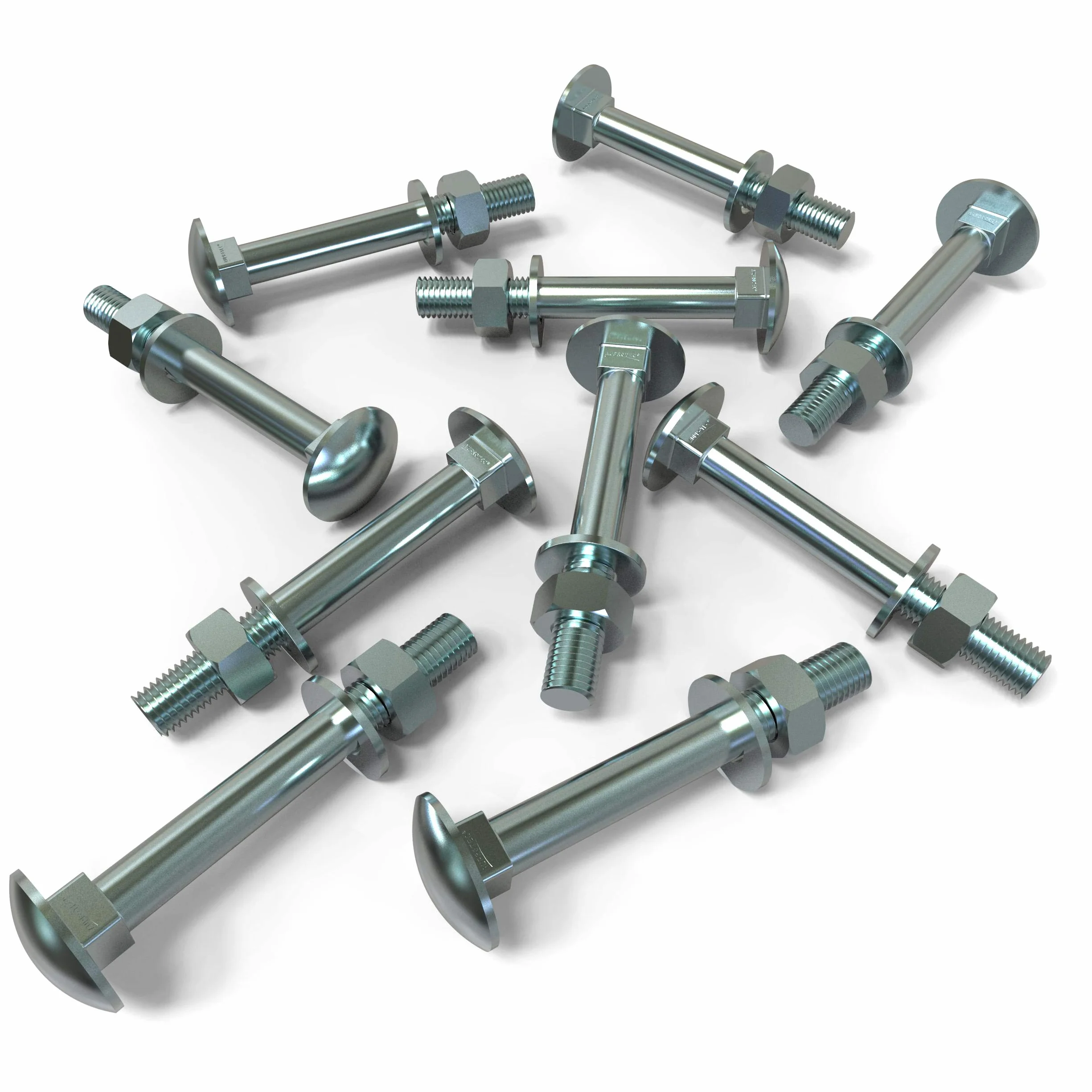 10 x Boulons M12 x 160 tête ronde collet carré Vis TRCC avec Écrou et Rondelle Longueurs 30-160mm choix: 10x M12x160